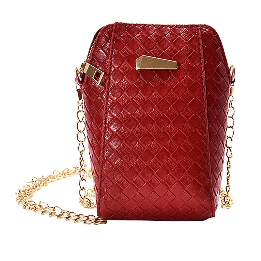 

Women Chain Crossbody Bag Solid Leather Shoulder Bucket Bag Mini Small Summer Bag Ladies Casual Mobile Phone Bolsos Mujer