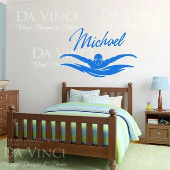 

Swim Swimmer Swimming Decal Custom Name Wall Personalized Vinyl Sticker Decor A