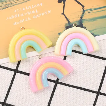 

20pcs 45*28mm rainbow charms resin charms necklace pendant keychain charms for DIY earring decoration