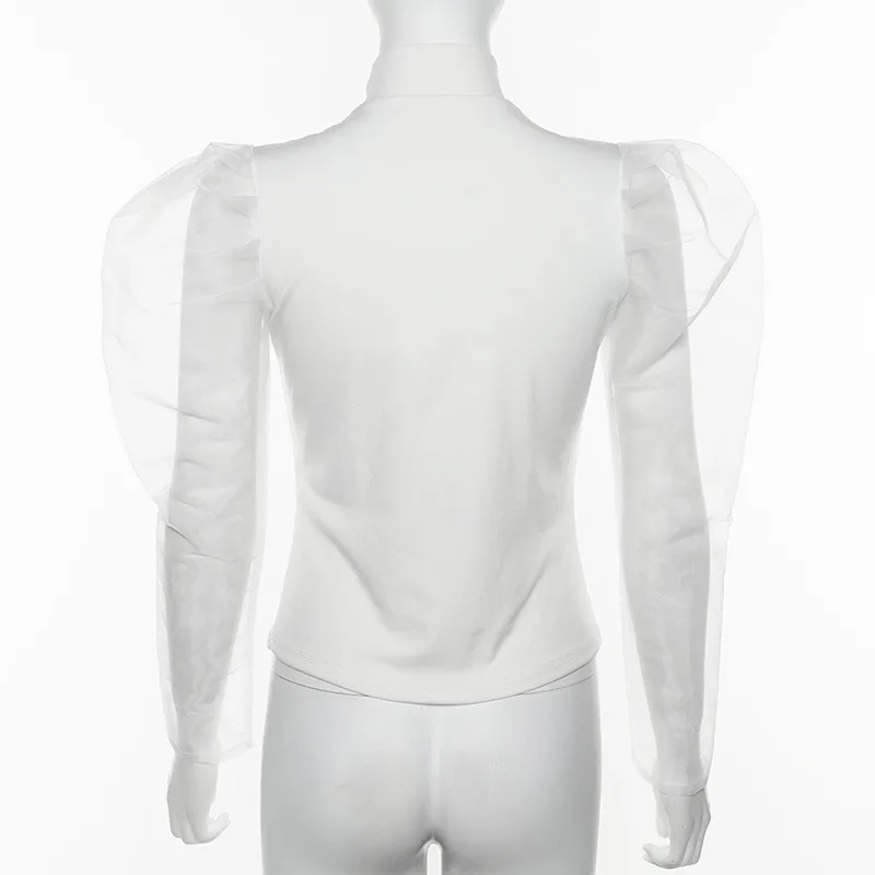 puff mesh sleeve shirt women11