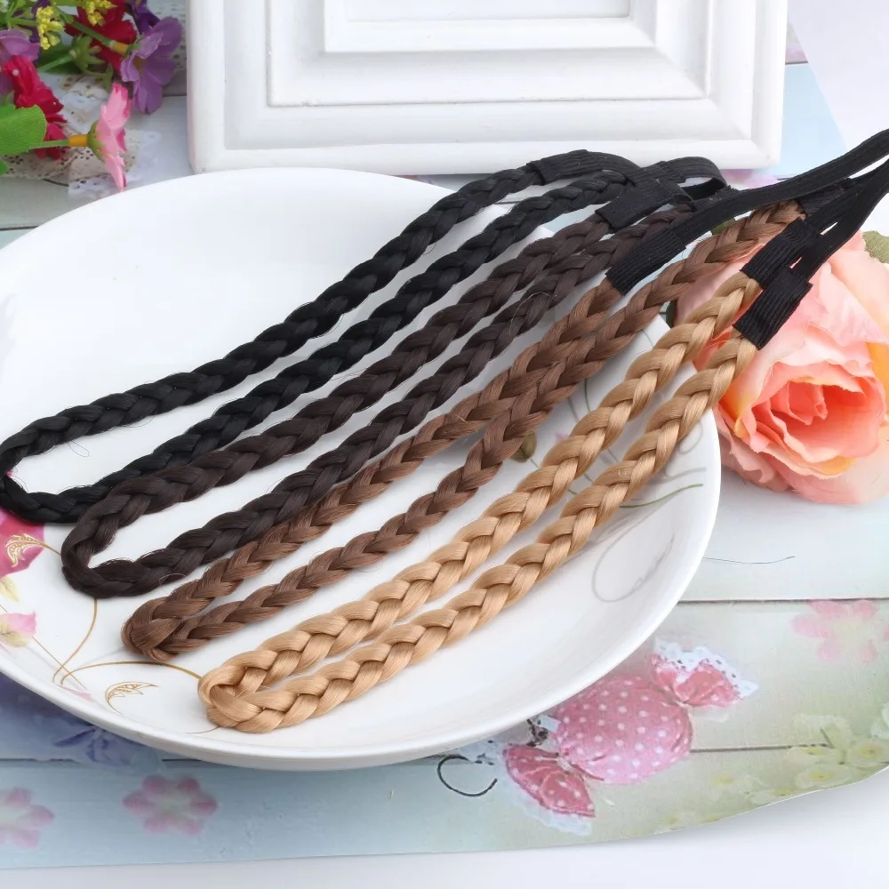 

New Hair Accessories Simulation Synthetic Hair Plaited Headband Elastic Hair Band Braided Headwear Hair scrunchy Headband