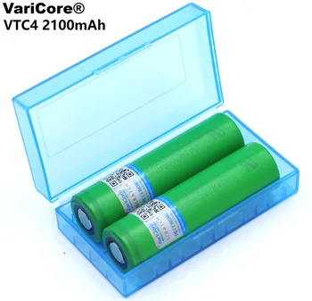 

2PCS/lot VariCore 100% Original 3.6V 18650 US18650VTC4 2100mAh VTC4 Rechargeable battery For E-cigarettes + Storage box
