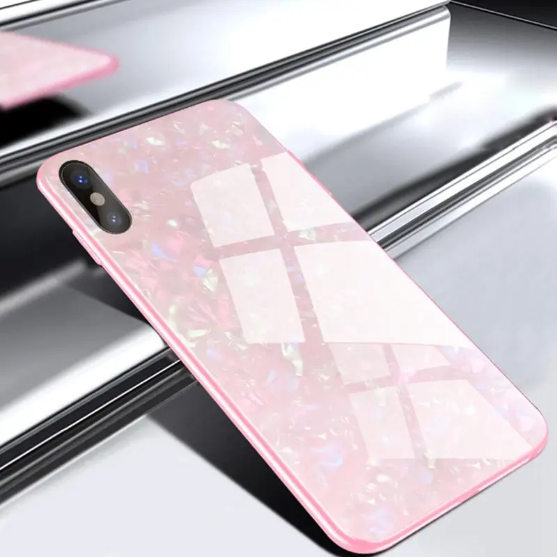Чехол из закаленного стекла с мрамором для iPhone 11 Pro Max 11 Pro 11 XS Max XR XS X 7 8 6 6S Plus, Мягкий защитный чехол из ТПУ - Цвет: Pink