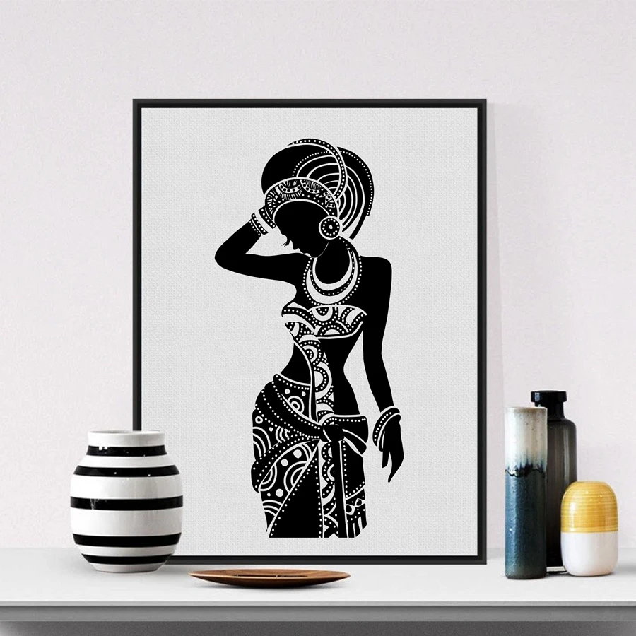 Красивая Черная женщина холст художественный Принт плакат, африканская женщина Искусство холст живопись настенные картины Домашний декор