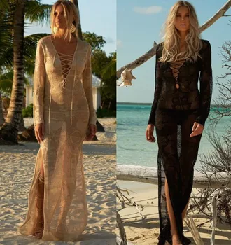 

Pareo Beach Tunic Swimwear Women's Cover Up Women Summer Dress Ladies' 2019 New Knitting Leisure Skirt Smock Loose Polyester