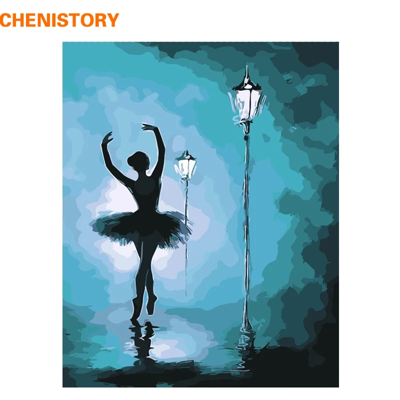 

CHENISTORY Frameless Ballet Dancer DIY Painting By Numbers Abstract Modern Wall Art Canvas Painting For Living Room Home Decors