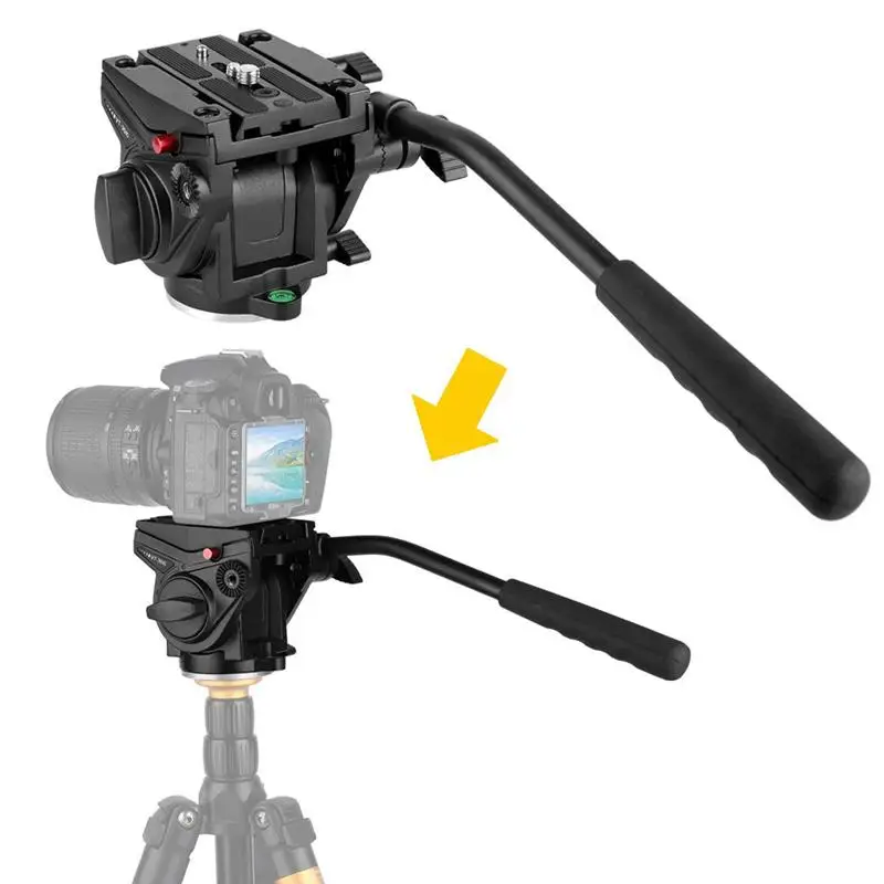 KINGJOY Heavy Duty Video Camera Fluid Drag Head, Fluid Drag Pan Tilt Head for DSLR Camera Video Camcorder Shooting Filming