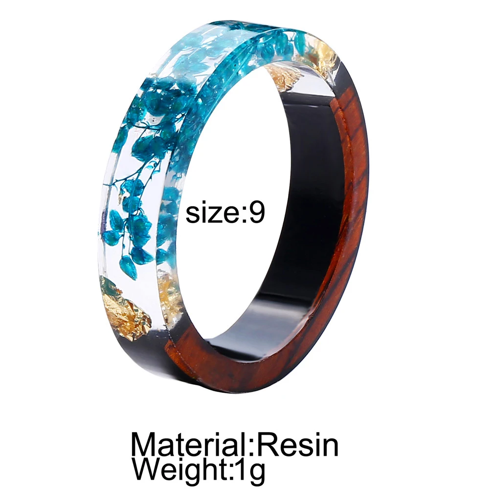 17KM Fashion 3 Color Resin Wood Rings For Women 2018 New Design Round Statement Flower Finger Ring Female Handmede Jewelry Gifts