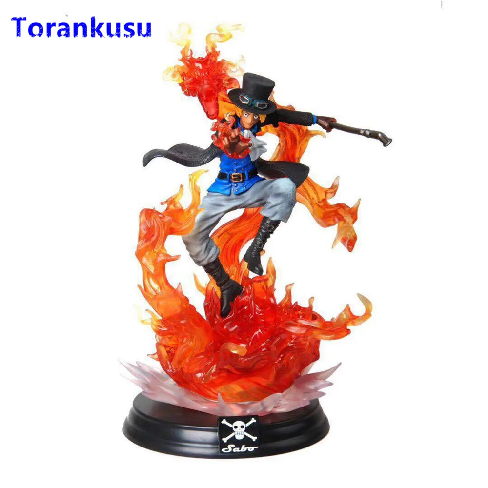 One Piece Sabo Fire Dragon Figurine PVC Model Kids Doll Hot Toys Anime One Piece Figura Sabo Action Figure Fire Scene Diorama XP