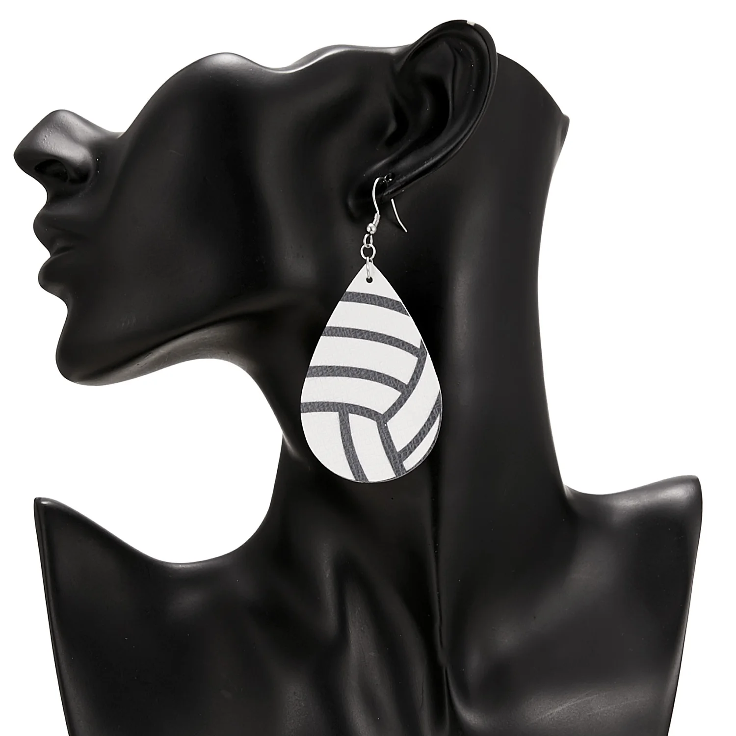 2019 المرأة البيسبول فو أقراط جلدية المرأة الرياضة كرة السلة كرة القدم العلم القمر الدمعة استرخى مثقوب أقراط مجوهرات