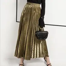 Плюс размер 2XL женские юбки новые модные женские с высокой талией однотонная плиссированная юбка длиной до лодыжки универсальные большие качели