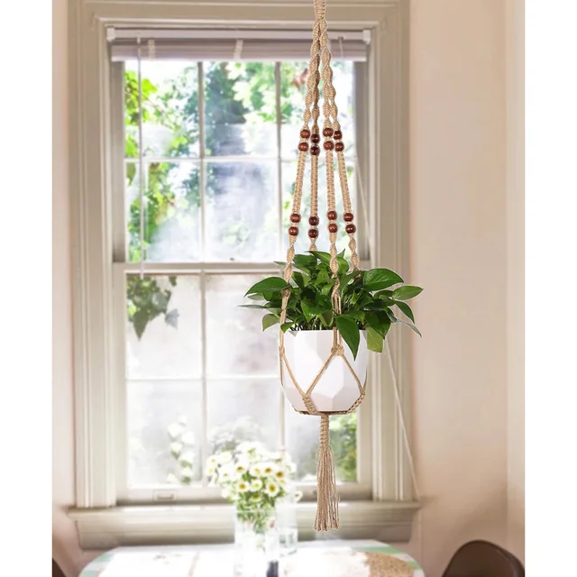 Hanging Macrame Plant Hanger Planter Holder Basket For Garden Flower Hanging Macrame Plant Hanger Planter Holder Basket For Garden Flower Pot Indoor Outdoor Decoration Jute