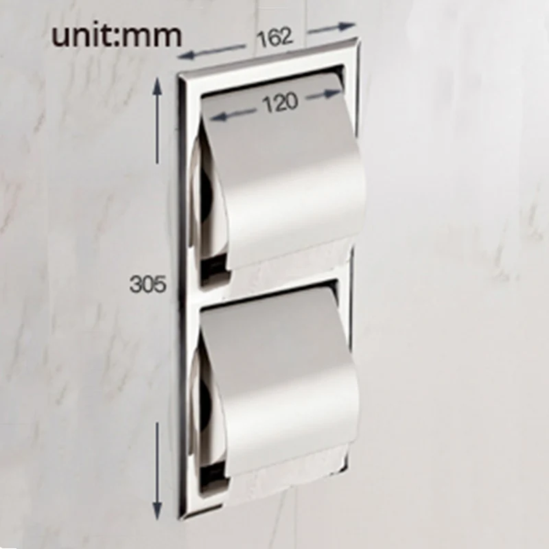 Recessed Toilet Paper Support sus 304 Stainless Steel Toilet Paper Holder Wall Roll Holders Tissue Box Cover Roll Holder