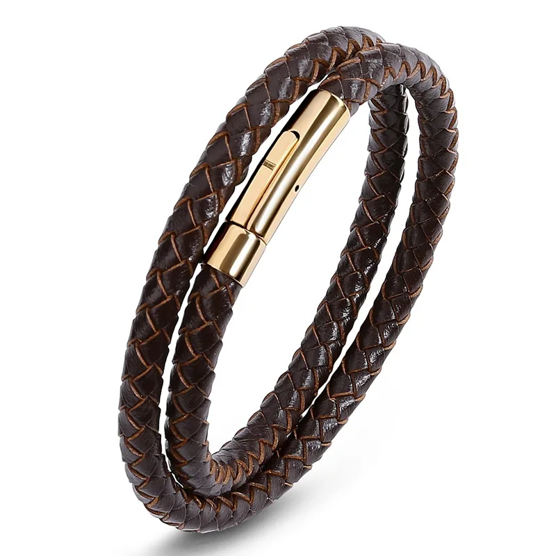 

2018 Hot Punk Classic Multilayer Leather Bracelet Gold Silver Stainless Steel Buckle Men Women High Quality Leather Bracelets