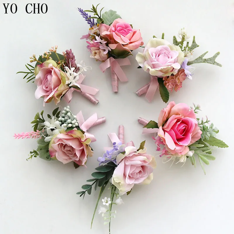 pink wrist corsage boutonniere wedding  (9)