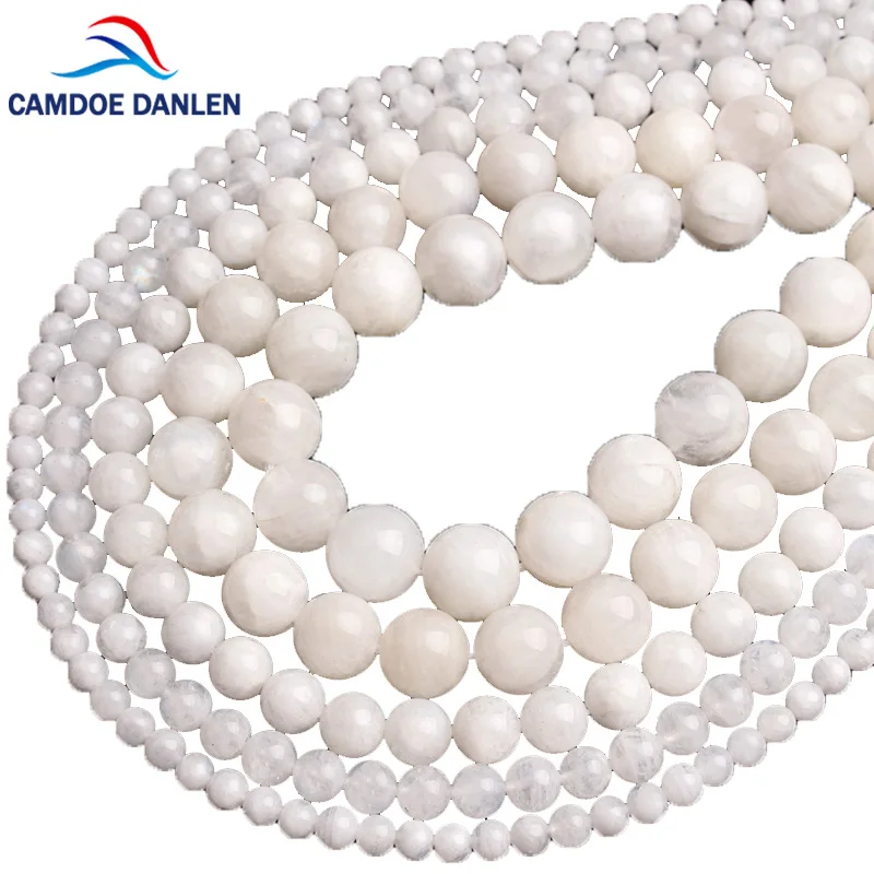 

CAMDOE DANLEN 100% Natural Precious Gem stone Moonstone Moon Stone Round Beads 4/6/8/10/12mm Fit DIY Charms For Jewelry Making