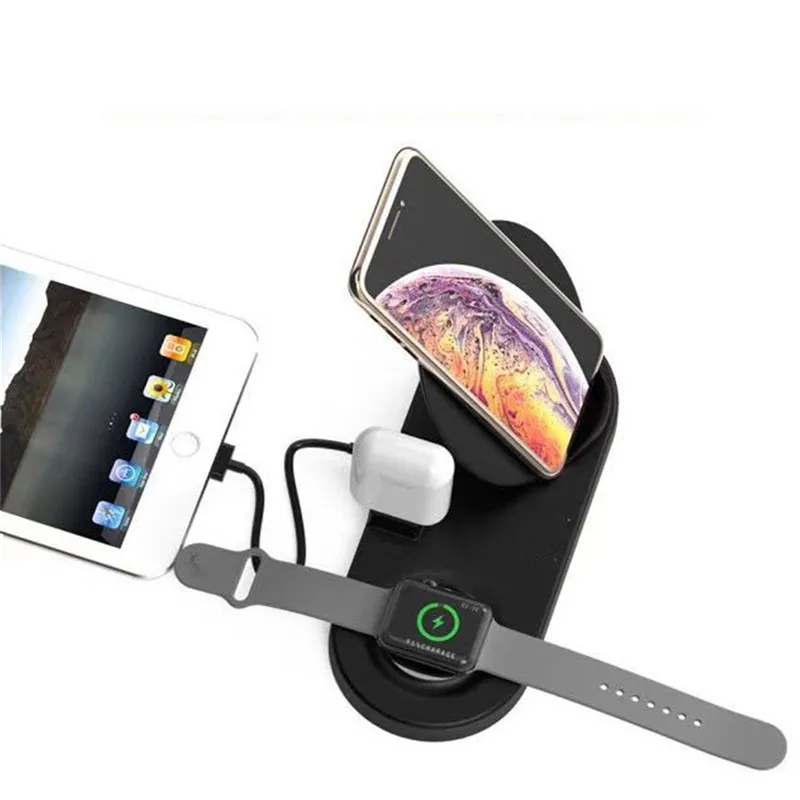 

QI Wireless Charging Charger Dock Holder for Apple Airpods 2th for Apple Watch for iPhone for Samsung 2019 popular design