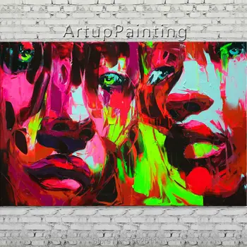 

Palette knife portrait Face Oil painting Character figure canva Hand painted Francoise Nielly wall Art picture 06-10-9f2