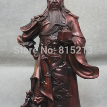 Bi00925 Лаки Китайский Фэншуй Бронзовый Гуань Гун Юй Дракон воин Бог Меч печать статуя