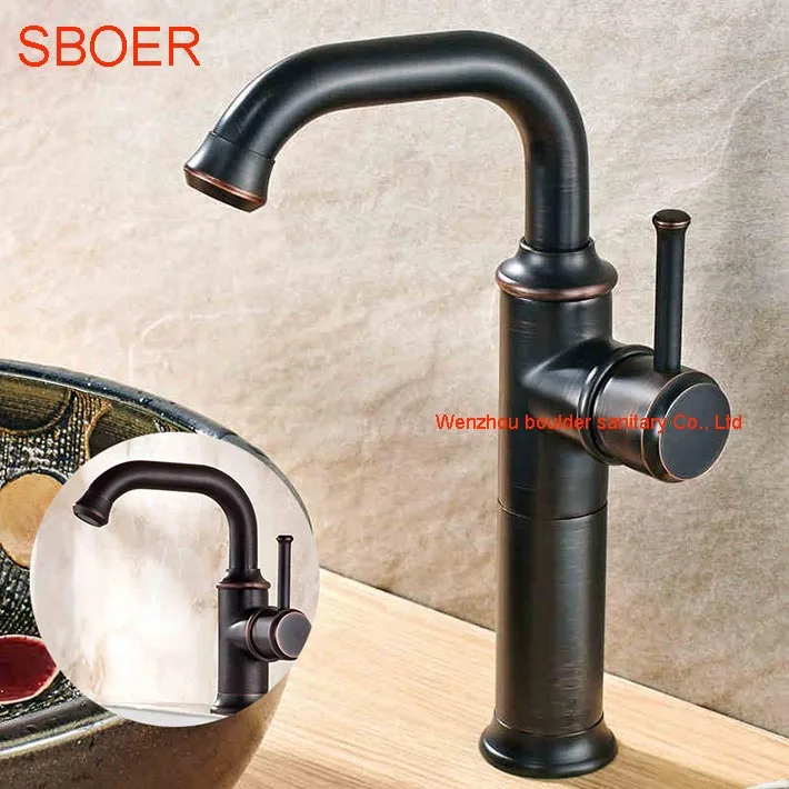 

Oil Rubbed Bronze Single Handle Lavatory Basin Vanity Faucet Bathroom Sink Sprout Taps with Matching Pop-Up Drain Trim Assembly