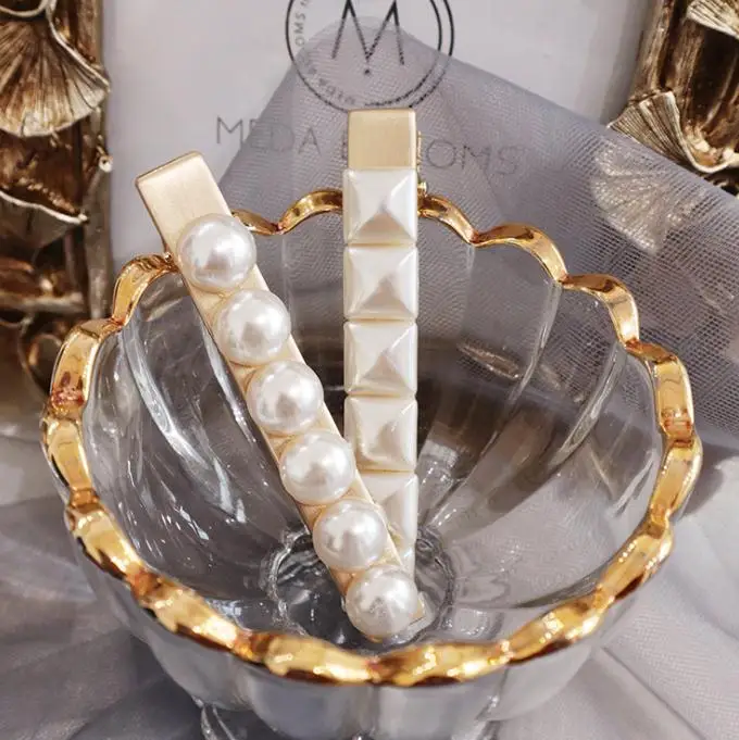 

1PC Metal Minimalist Hair Accessories Geometric Irregular Gold Color Hair Clip Imitiation Pearl Hairpin Barrettes Hairgrip