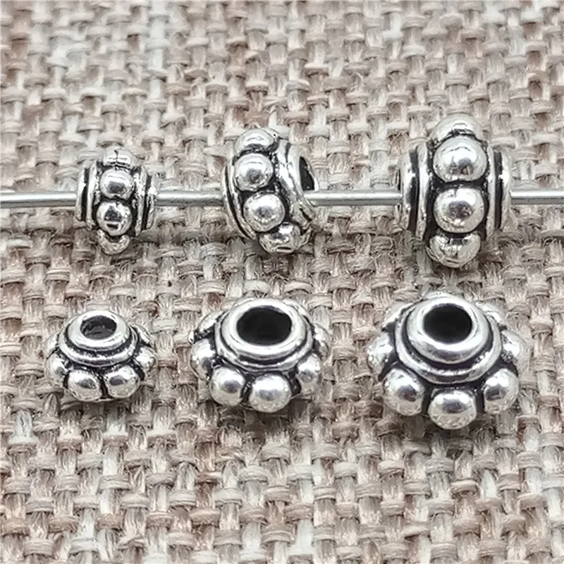

925 Sterling Silver Gear Spacer Beads 4mm 5mm 6mm for Bracelet Necklace