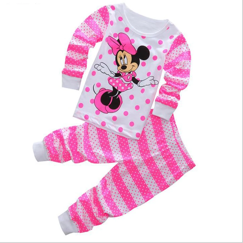 

Children's Pajamas Set Baby Girls Boys Clothes Sweet Pajamas Baby Girls Minnie Cartoon Long Sleeve T-Shirt + Pants 2 Pack 2-7y