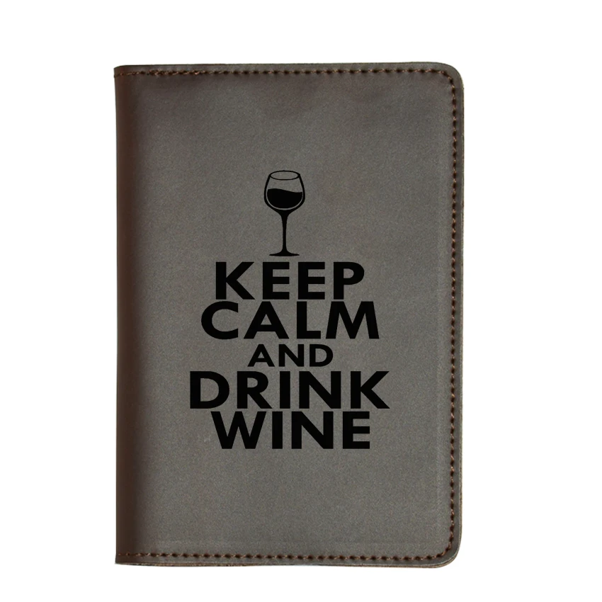 Keep Calm & Drink Wine Стильный чехол для паспорта кожаный карт Crazy Horse загранпаспорт
