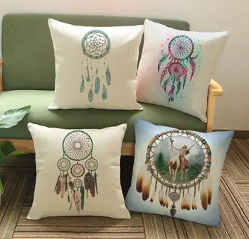 

Creative Dream Catcher Chinese Ink printed Cushion Cover linen pillow cover sofa bed car room Home Dec wholesale FG345
