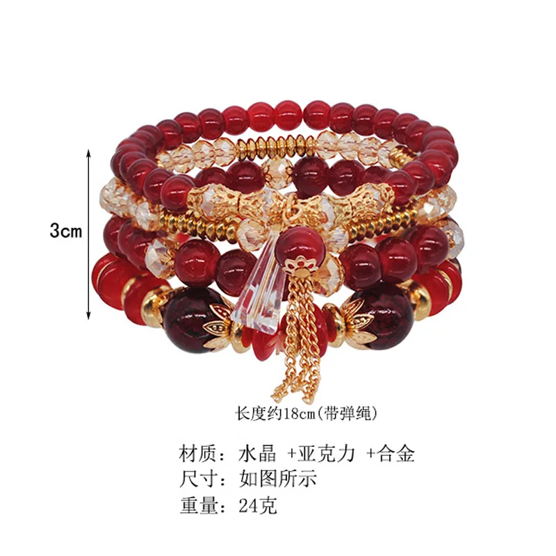 Rinhoo новый богемный кристалл браслет наборы для ухода за кожей для женщин Винтаж многослойная бисером летние пляжные подарочные браслеты и