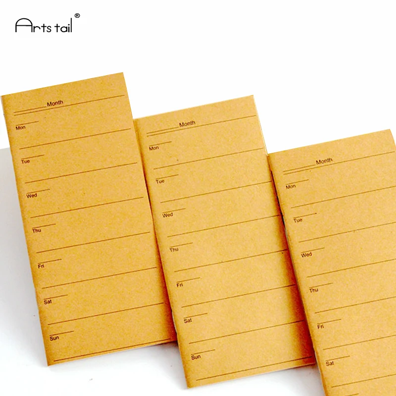 

24 Sheets Kraft Paper Soft Cover Portable Weekly Plan Notebooks Diary Notepad Efficient Time Management Concise Planner Gift