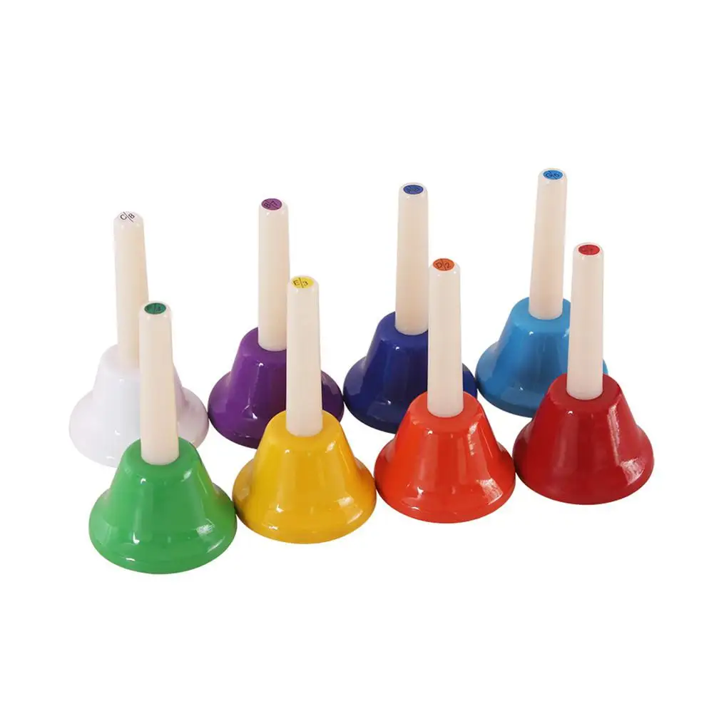 8pcs/set Hand Rattles 8 Tone Colorful Handbell Rattle Metal PVC Percussion Instrument Musical Gift