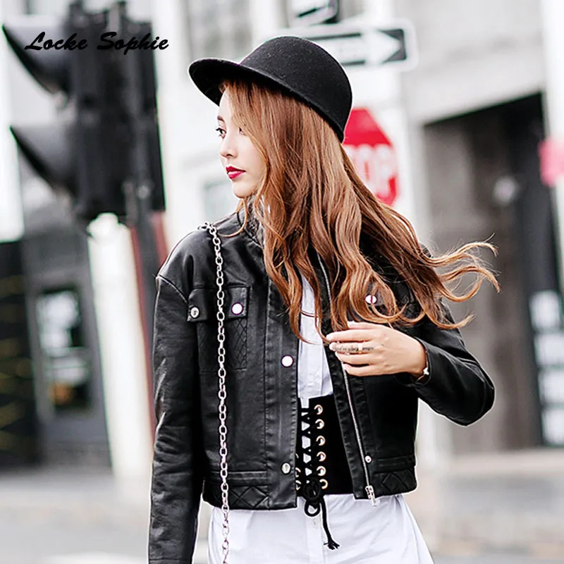 Fausse Cuir Taille La 1 Éclair Pu Manteaux En Courte Fourrure Fermeture Locomotive Veste Dames 2018 Noir Hiver Pcs Femmes Plus Maigre Col Roulé IqIwfP6