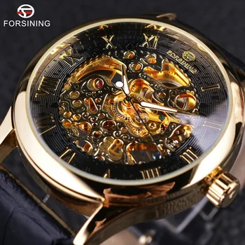 

Forsining Retro Classic Design Roman Number Display Transparent Case Mechanical Skeleton Watch Men Watch Top Brand Luxury Clcok