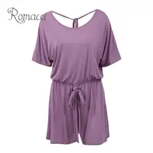Romacci Sexy Women Summer Jumpsuit Shorts Short Sleeve Backless Plus Size Playsuit Elastic Waist Bandage Casual Romper Body Suit