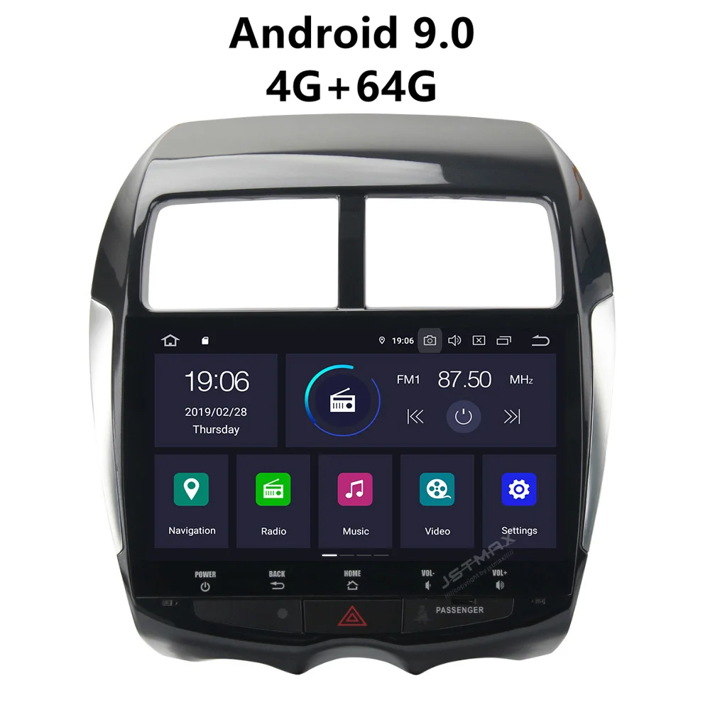 Автомагнитола JSTMAX с GPS плеером Android 9 0 4 Гб ОЗУ + 64 ПЗУ для Mitsubishi Asx 2010 2017 / Peugeot 4008 Citroen