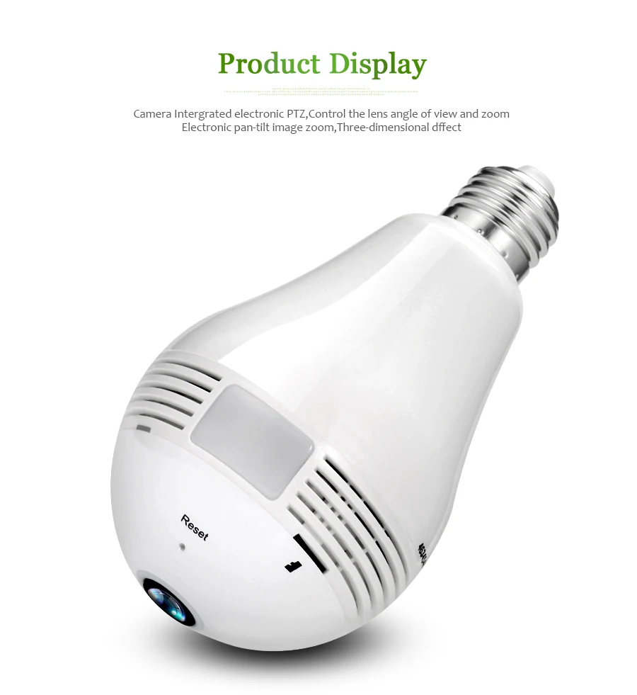 

1.3MP/2MP/3MP Wifi IP Camera Bulb FishEye Lens 360 Degree 3D VR Panoramic View Home Security CCTV Camera Wirelss security camera