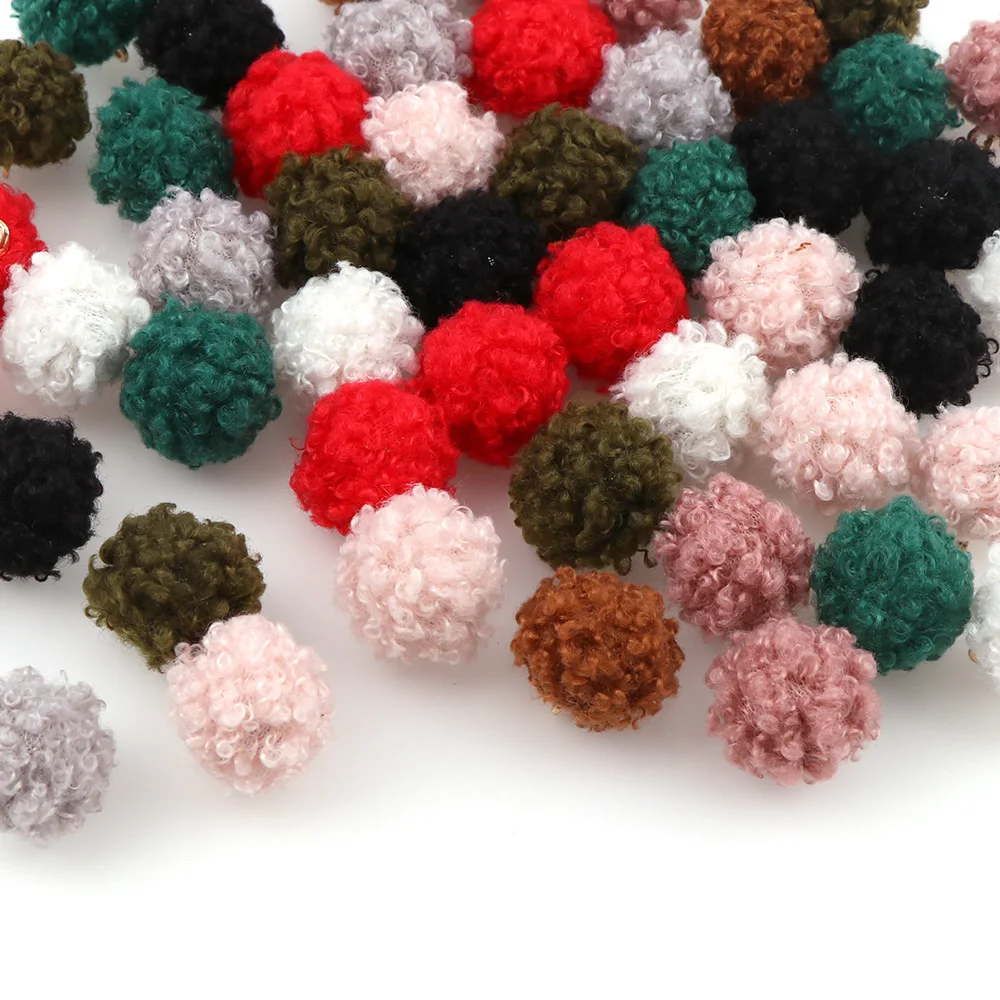 

20Pcs 18mm Curl Ball Fabric Covered Round Button With 1 Hole Decoration Buttons Handmade Scrapbooking DIY Accessories