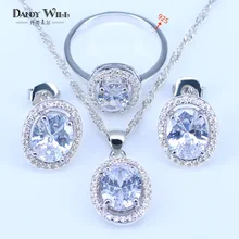 Чистое серебро любви 925 ювелирные изделия для костюма белый кубический цирконий ювелирные изделия для женщин Подвески/серьги/кольца наборы подарок на день Святого Валентина