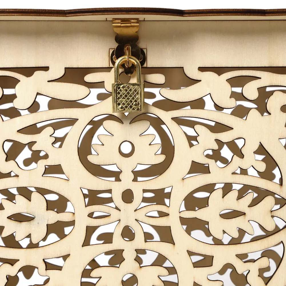 

Hot DIY Wooden Wedding Card Box with Lock and Slot for Rustic Wedding Decoration PLD