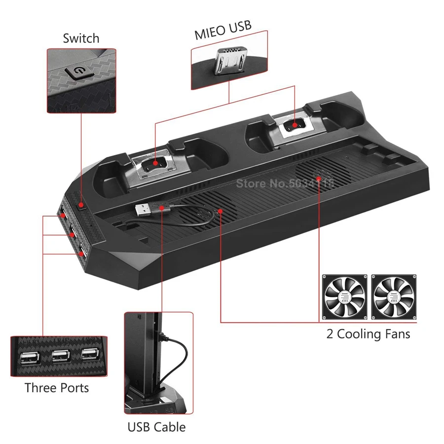 PS4 Pro вертикальная подставка+ 2 контроллера зарядная док-станция+ охлаждающий вентилятор+ 3 ступицы для игровой станции 4 Pro Аксессуары для игр