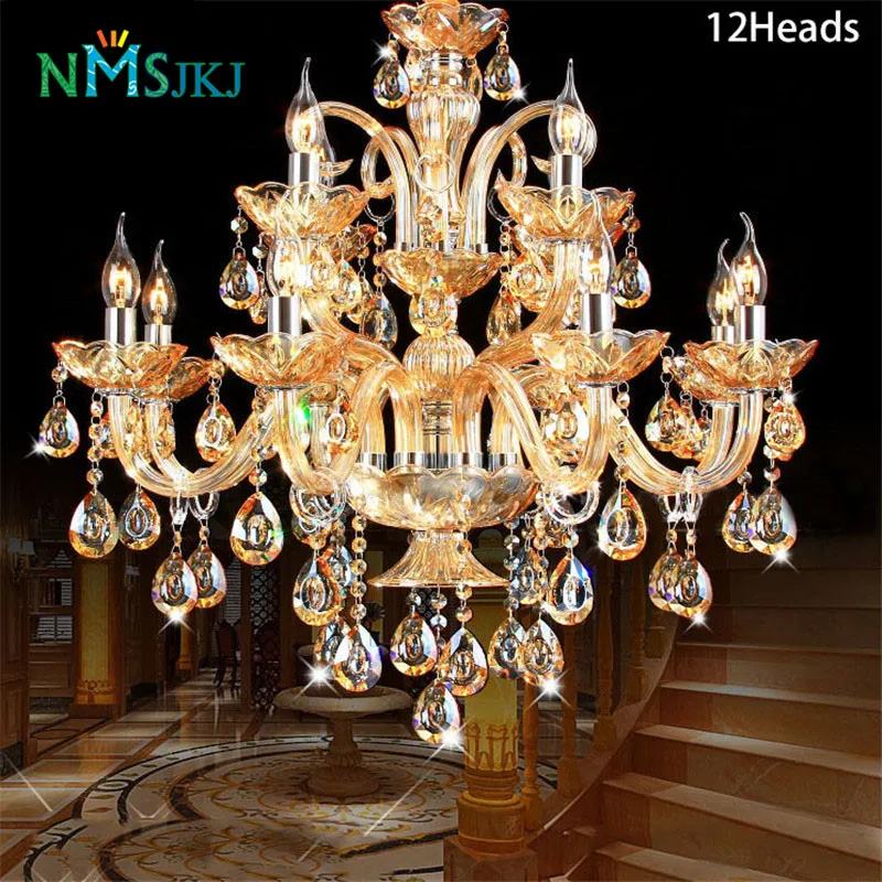 

K9 Crystal Candle Chandelier Light Fixture Luxury Lampara de arana For Living Room Hotel AC110V~240V 6/8/10/12/15/18 Arms