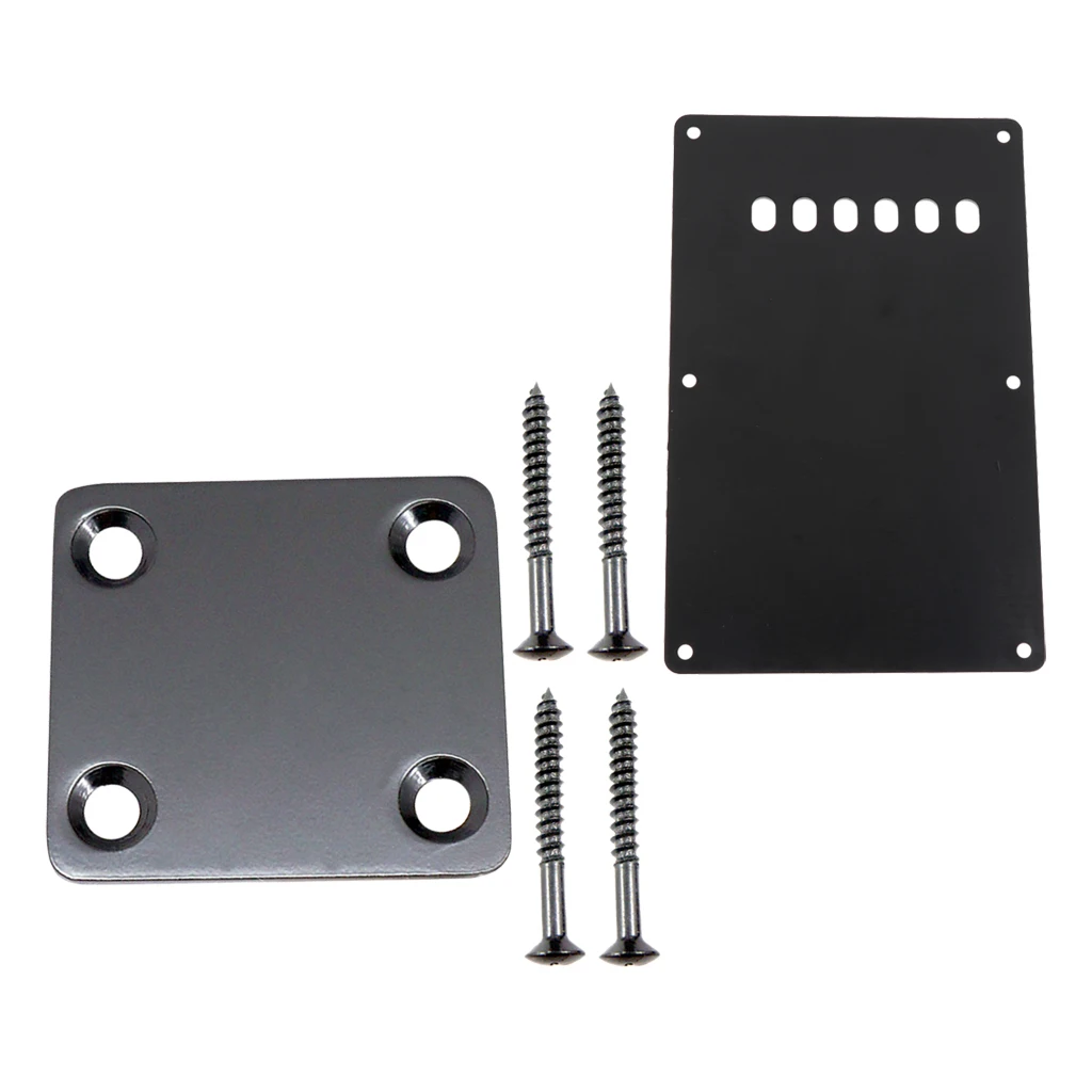 6 Hole Guitar Tremolo Cavity Back Cover Backplate + Neck Plate + 50pcs Pickup Mounting Screws Set