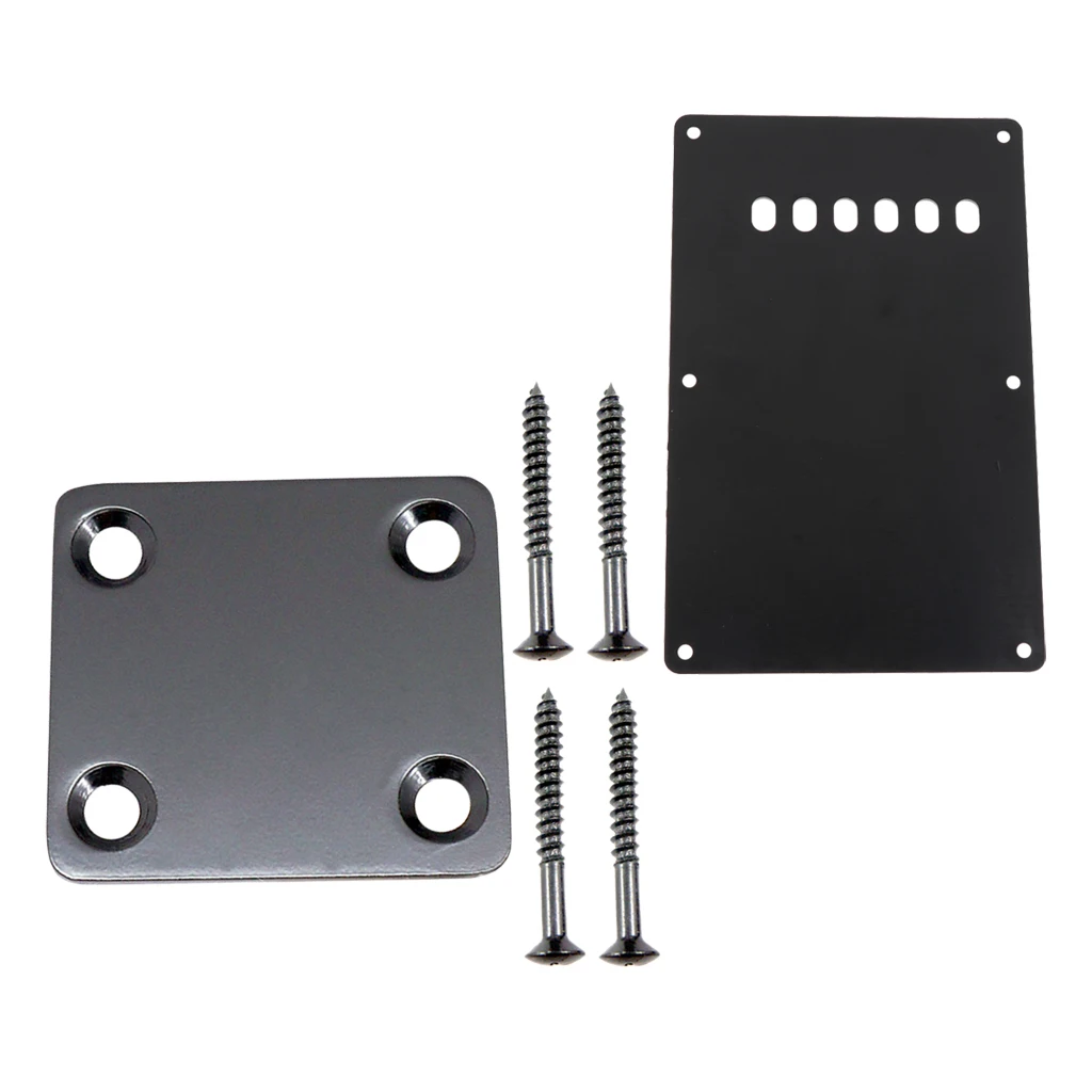 

6 Hole Guitar Tremolo Cavity Back Cover Backplate + Neck Plate + 50pcs Pickup Mounting Screws Set
