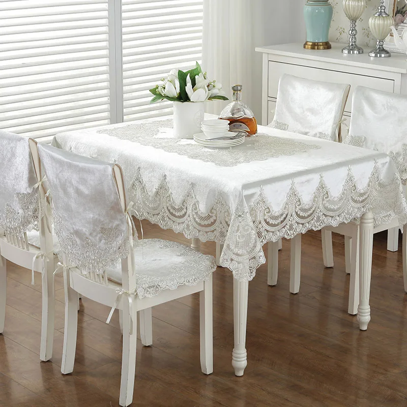  Europe Style Luxury Comfort Tablecloth Lace Edge Dustproof Covers For Table Chair Cover Home Party 