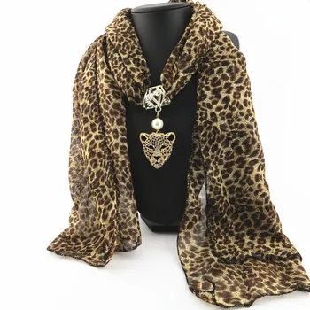 

New leopard head with diamond leopard scarf alloy pendant jewelry autumn and winter fashion scarf noble and elegant