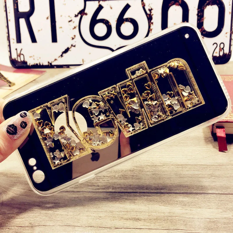 Пользовательское имя 3D Bling зеркальный чехол для телефона iPhone 11 Pro Max XR 6s 7 8 Plus X Samsung