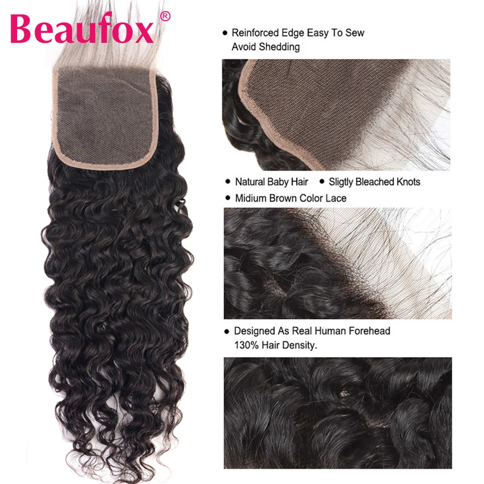 Beaufox Peruvian Water Wave Bundles With Closure 100% Remy Human Hair Bundles With Closure 3 Bundle With Closure Free Part Beaufox Peruvian Water Wave Bundles With Closure 100% Remy Human Hair Bundles With Closure 3 Bundle With Closure Free Part