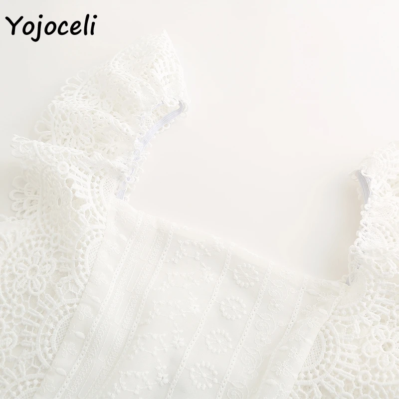 Yojoceli летние кружевные вязанные блузы, рубашки с открытыми плечами, вечерние кружевные блузки для клуба, женские блузы рубашки топы