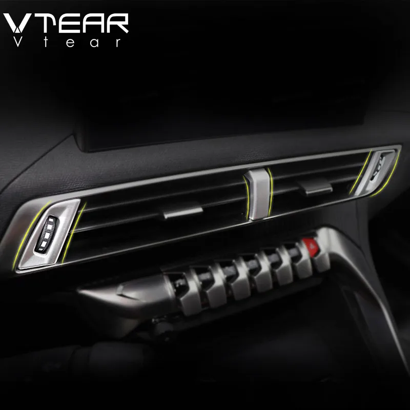 

Vtear For Peugeot 3008 3008GT 2017 2018 Interior Mouldings Center console air conditioner outlet trim cover chrome Accessories